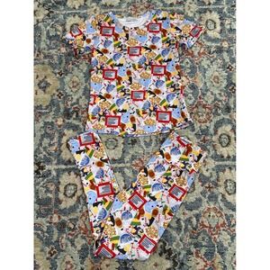 Little Bird Pajama Set Kids 9-10 Multicolor Elf Movie Graphic Print EUC